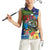 Fiji Iguana-Coat of Arms Women Sleeveless Polo Shirt with Hibiscus and Plumeria Palm Tree Tapa Art