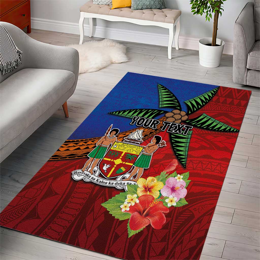 Personalised Fiji and Rotuma Together Area Rug Fjian Masi and Pacific Pattern Mix Culture