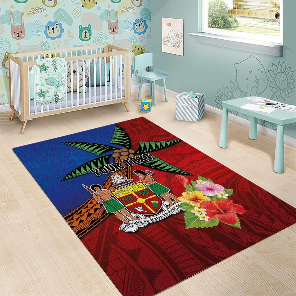 Personalised Fiji and Rotuma Together Area Rug Fjian Masi and Pacific Pattern Mix Culture