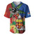 Personalised Fiji and Rotuma Together Baseball Jersey Fjian Masi and Pacific Pattern Mix Culture