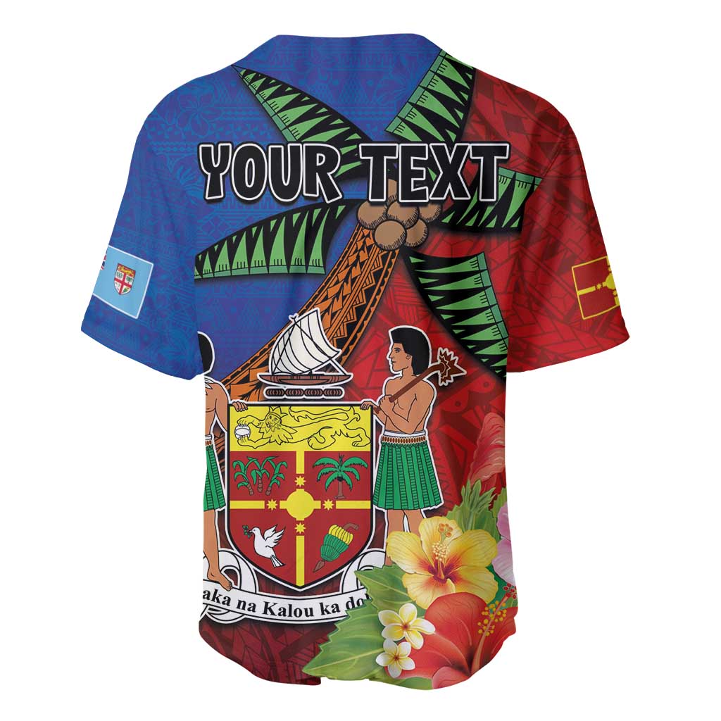 Personalised Fiji and Rotuma Together Baseball Jersey Fjian Masi and Pacific Pattern Mix Culture