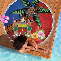 Personalised Fiji and Rotuma Together Beach Blanket Fjian Masi and Pacific Pattern Mix Culture