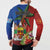 Personalised Fiji and Rotuma Together Button Sweatshirt Fjian Masi and Pacific Pattern Mix Culture