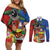 Personalised Fiji and Rotuma Together Couples Matching Off Shoulder Short Dress and Long Sleeve Button Shirt Fjian Masi and Pacific Pattern Mix Culture