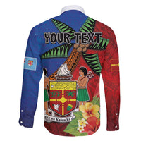 Personalised Fiji and Rotuma Together Family Matching Long Sleeve Bodycon Dress and Hawaiian Shirt Fjian Masi and Pacific Pattern Mix Culture