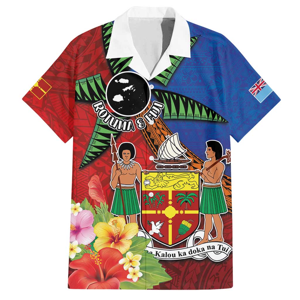 Personalised Fiji and Rotuma Together Family Matching Puletasi and Hawaiian Shirt Fjian Masi and Pacific Pattern Mix Culture