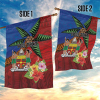 Personalised Fiji and Rotuma Together Garden Flag Fjian Masi and Pacific Pattern Mix Culture