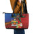 Personalised Fiji and Rotuma Together Leather Tote Bag Fjian Masi and Pacific Pattern Mix Culture