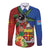 Personalised Fiji and Rotuma Together Long Sleeve Button Shirt Fjian Masi and Pacific Pattern Mix Culture