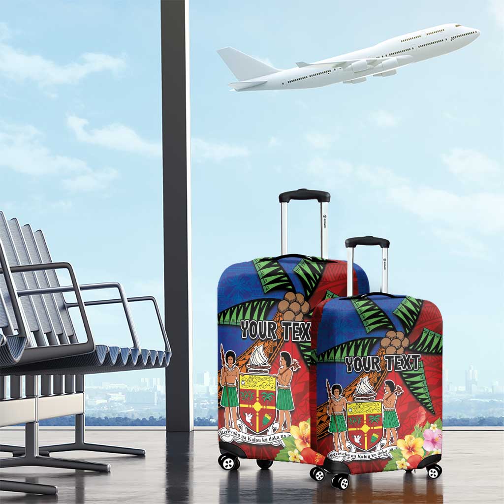 Personalised Fiji and Rotuma Together Luggage Cover Fjian Masi and Pacific Pattern Mix Culture