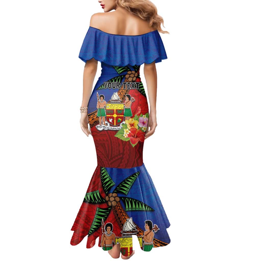 Personalised Fiji and Rotuma Together Mermaid Dress Fjian Masi and Pacific Pattern Mix Culture LT03 - Polynesian Pride