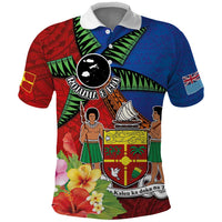 Personalised Fiji and Rotuma Together Polo Shirt Fjian Masi and Pacific Pattern Mix Culture