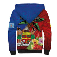 Personalised Fiji and Rotuma Together Sherpa Hoodie Fjian Masi and Pacific Pattern Mix Culture