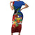 Personalised Fiji and Rotuma Together Short Sleeve Bodycon Dress Fjian Masi and Pacific Pattern Mix Culture