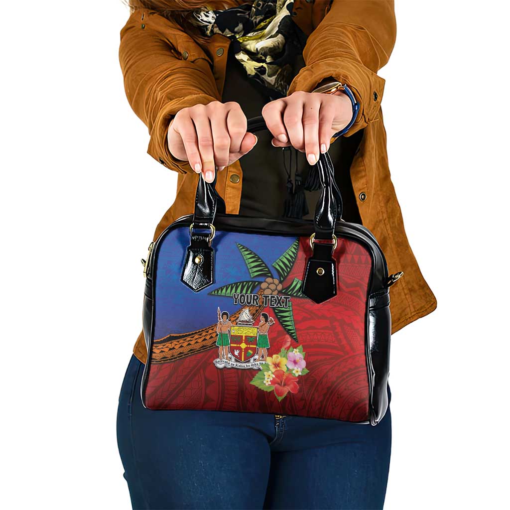 Personalised Fiji and Rotuma Together Shoulder Handbag Fjian Masi and Pacific Pattern Mix Culture