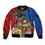 Personalised Fiji and Rotuma Together Sleeve Zip Bomber Jacket Fjian Masi and Pacific Pattern Mix Culture