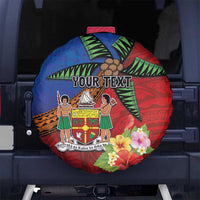 Personalised Fiji and Rotuma Together Spare Tire Cover Fjian Masi and Pacific Pattern Mix Culture