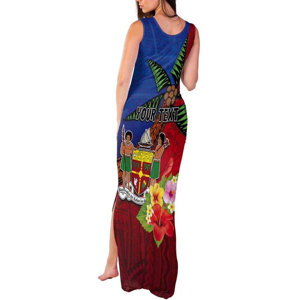 Personalised Fiji and Rotuma Together Tank Maxi Dress Fjian Masi and Pacific Pattern Mix Culture