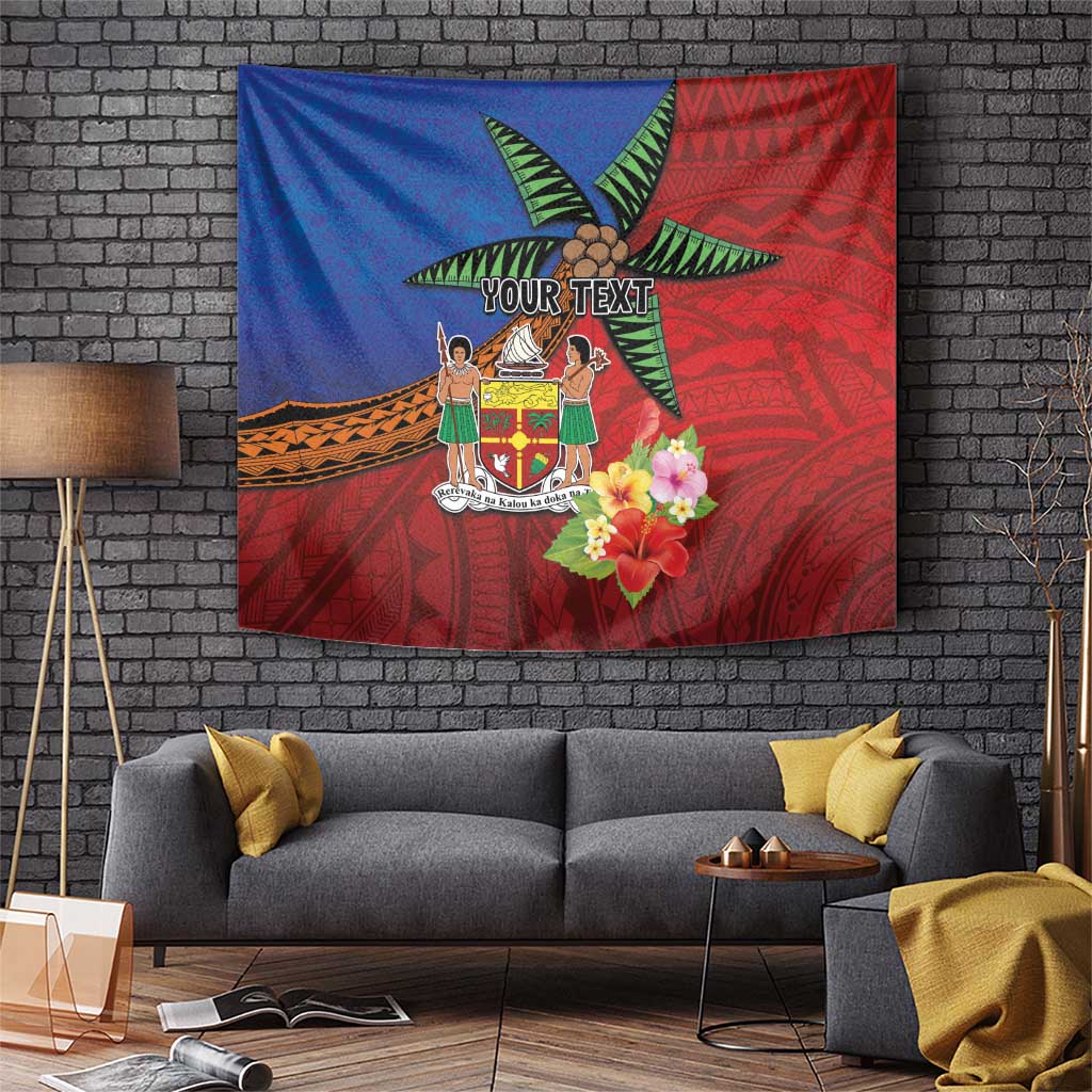 Personalised Fiji and Rotuma Together Tapestry Fjian Masi and Pacific Pattern Mix Culture