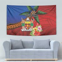 Personalised Fiji and Rotuma Together Tapestry Fjian Masi and Pacific Pattern Mix Culture