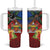 Personalised Fiji and Rotuma Together Tumbler With Handle Fjian Masi and Pacific Pattern Mix Culture