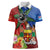 Personalised Fiji and Rotuma Together Women Polo Shirt Fjian Masi and Pacific Pattern Mix Culture