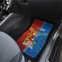 Personalised Fiji and Rotuma Together Car Mats Tapa and Pacific Art Pattern with Cultural Emblems Half Style