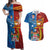 Personalised Fiji and Rotuma Together Couples Matching Off Shoulder Maxi Dress and Hawaiian Shirt Tapa and Pacific Art Pattern with Cultural Emblems Half Style