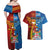Personalised Fiji and Rotuma Together Couples Matching Off Shoulder Maxi Dress and Hawaiian Shirt Tapa and Pacific Art Pattern with Cultural Emblems Half Style