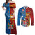 Personalised Fiji and Rotuma Together Couples Matching Off Shoulder Maxi Dress and Long Sleeve Button Shirt Tapa and Pacific Art Pattern with Cultural Emblems Half Style