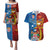 Personalised Fiji and Rotuma Together Couples Matching Puletasi and Hawaiian Shirt Tapa and Pacific Art Pattern with Cultural Emblems Half Style