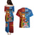 Personalised Fiji and Rotuma Together Couples Matching Puletasi and Hawaiian Shirt Tapa and Pacific Art Pattern with Cultural Emblems Half Style