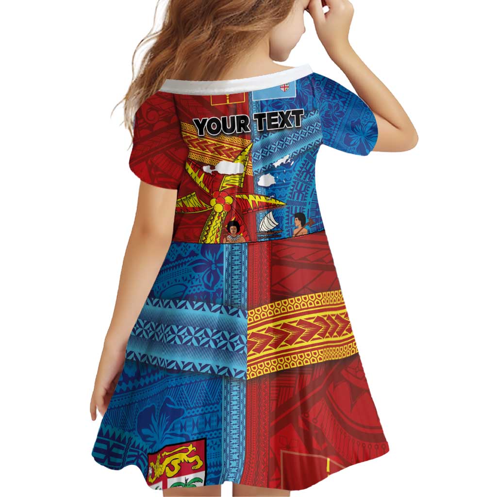 Personalised Fiji and Rotuma Together Family Matching Off Shoulder Short Dress and Hawaiian Shirt Tapa and Pacific Art Pattern with Cultural Emblems Half Style LT03 - Polynesian Pride