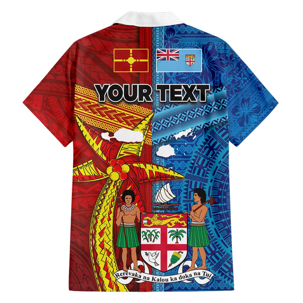 Personalised Fiji and Rotuma Together Family Matching Off Shoulder Short Dress and Hawaiian Shirt Tapa and Pacific Art Pattern with Cultural Emblems Half Style LT03 - Polynesian Pride