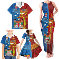 Personalised Fiji and Rotuma Together Family Matching Tank Maxi Dress and Hawaiian Shirt Tapa and Pacific Art Pattern with Cultural Emblems Half Style