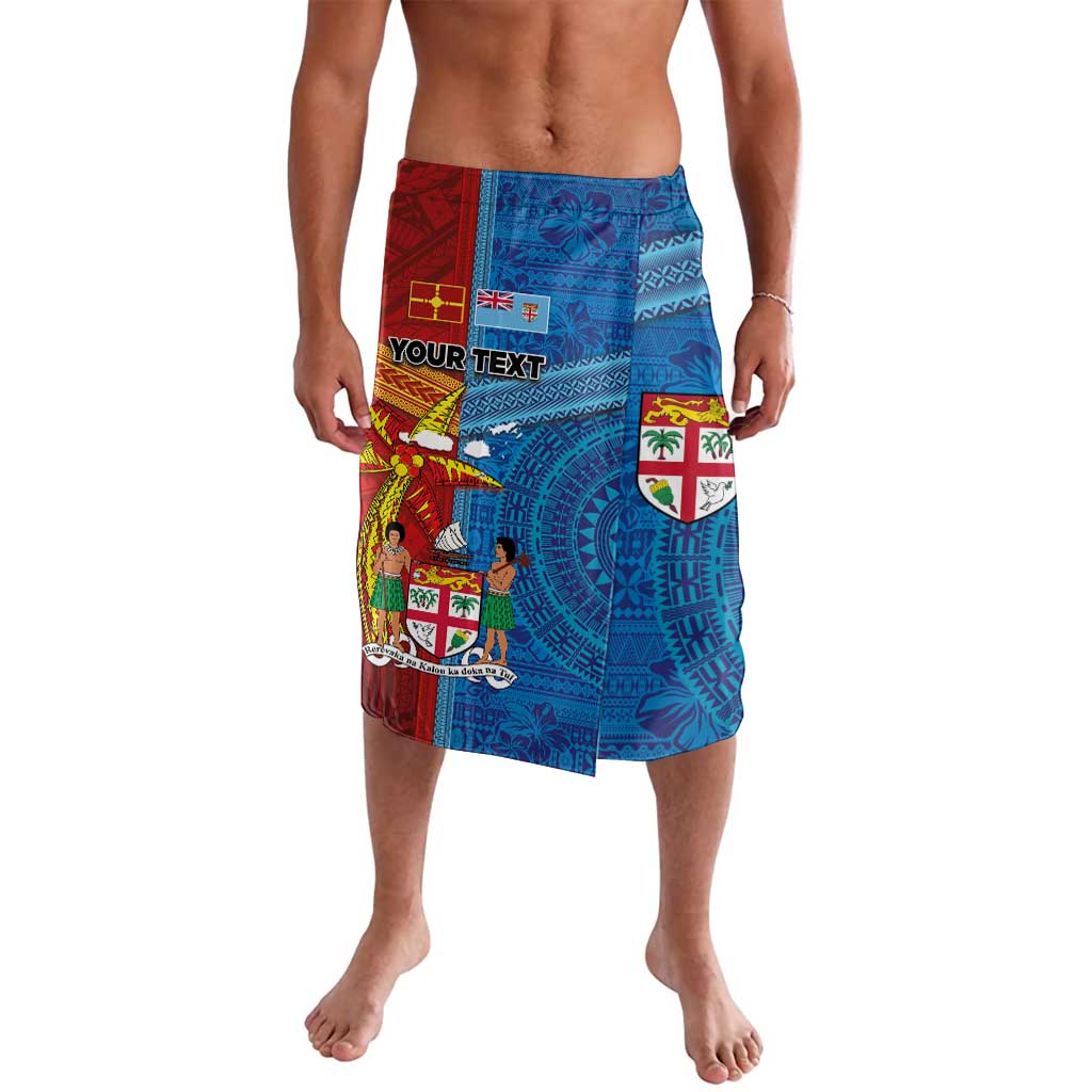 Personalised Fiji and Rotuma Together Lavalava Tapa and Pacific Art Pattern with Cultural Emblems Half Style