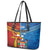 Personalised Fiji and Rotuma Together Leather Tote Bag Tapa and Pacific Art Pattern with Cultural Emblems Half Style