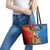 Personalised Fiji and Rotuma Together Leather Tote Bag Tapa and Pacific Art Pattern with Cultural Emblems Half Style