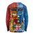Personalised Fiji and Rotuma Together Long Sleeve Shirt Tapa and Pacific Art Pattern with Cultural Emblems Half Style
