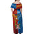 Personalised Fiji and Rotuma Together Off Shoulder Maxi Dress Tapa and Pacific Art Pattern with Cultural Emblems Half Style