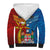 Personalised Fiji and Rotuma Together Sherpa Hoodie Tapa and Pacific Art Pattern with Cultural Emblems Half Style