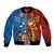 Personalised Fiji and Rotuma Together Sleeve Zip Bomber Jacket Tapa and Pacific Art Pattern with Cultural Emblems Half Style