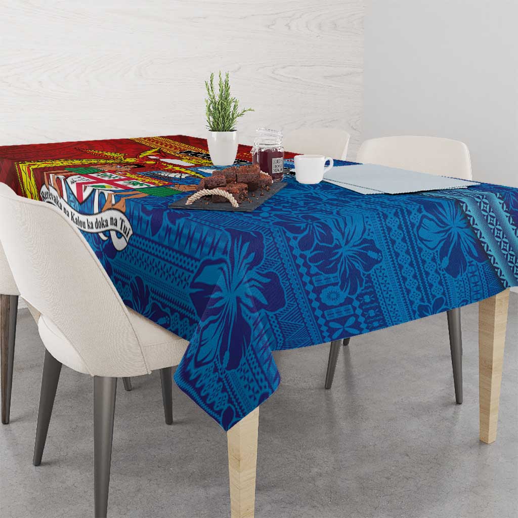Personalised Fiji and Rotuma Together Tablecloth Tapa and Pacific Art Pattern with Cultural Emblems Half Style