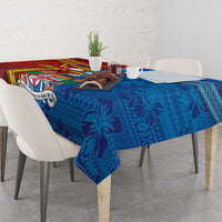 Personalised Fiji and Rotuma Together Tablecloth Tapa and Pacific Art Pattern with Cultural Emblems Half Style