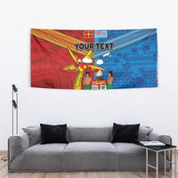 Personalised Fiji and Rotuma Together Tapestry Tapa and Pacific Art Pattern with Cultural Emblems Half Style