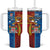 Personalised Fiji and Rotuma Together Tumbler With Handle Tapa and Pacific Art Pattern with Cultural Emblems Half Style