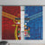 Personalised Fiji and Rotuma Together Window Curtain Tapa and Pacific Art Pattern with Cultural Emblems Half Style