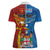 Personalised Fiji and Rotuma Together Women Polo Shirt Tapa and Pacific Art Pattern with Cultural Emblems Half Style