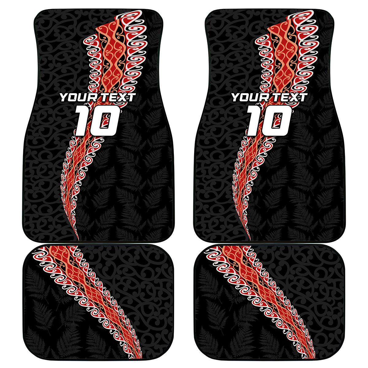 Custom New Zealand Rugby Car Mats Maori and Silver Fern Half Style