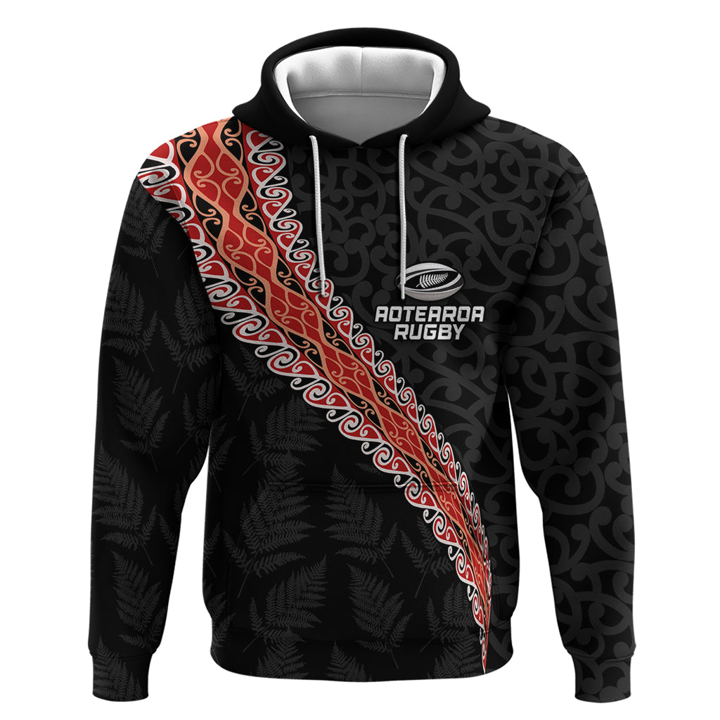 Custom New Zealand Rugby Hoodie Maori and Silver Fern Half Style